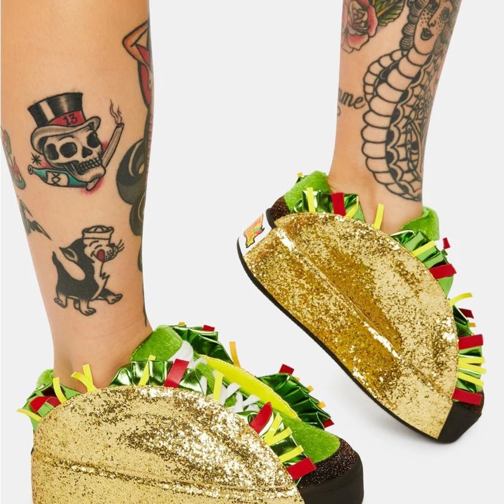 Gold Glitter Taco Shoes